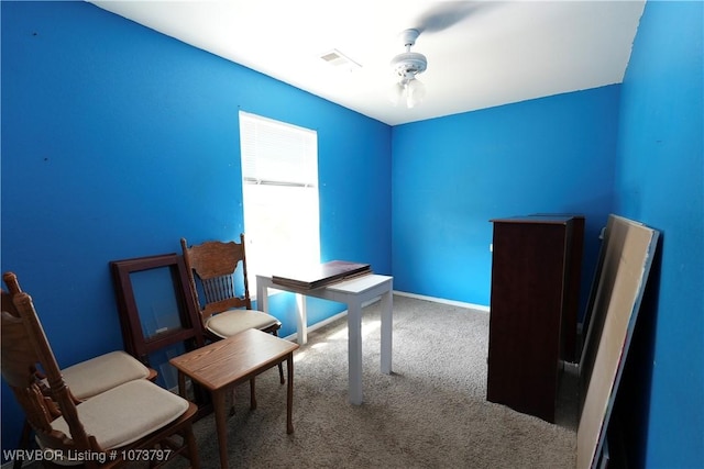 unfurnished office featuring light colored carpet