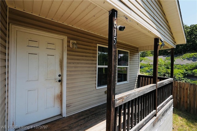 deck with a porch