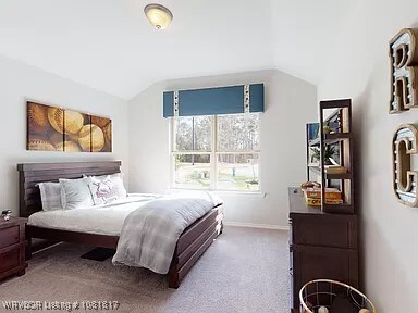 8011 Windflower Ln, Fort Smith, AR 72916 - bedroom with carpet flooring and vaulted ceiling