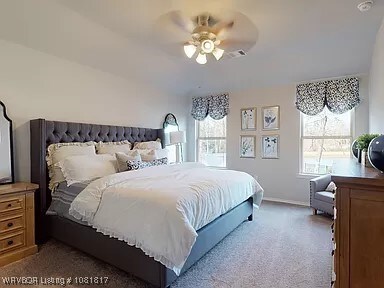 8011 Windflower Ln, Fort Smith, AR 72916 - bedroom featuring multiple windows, carpet floors, and ceiling fan