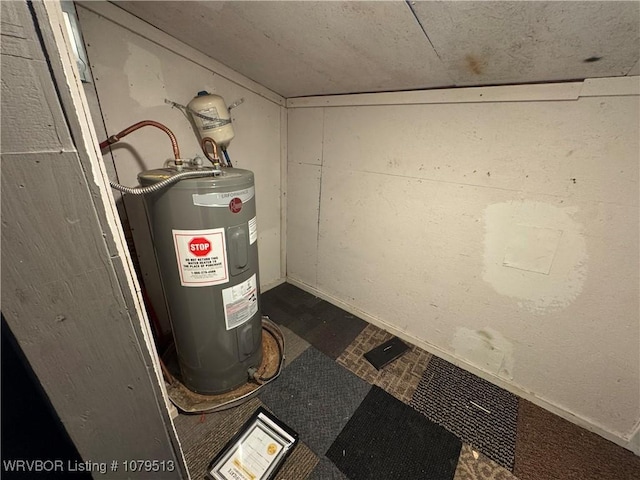 utility room with electric water heater