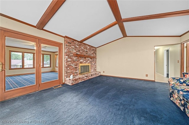 2017 S 70th St, Fort Smith, AR 72903 - unfurnished living room with carpet flooring, a fireplace, and baseboards