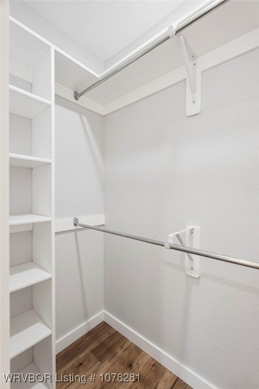 spacious closet featuring dark hardwood / wood-style floors