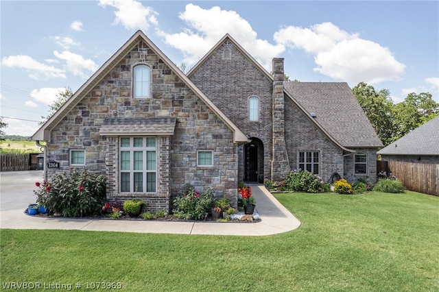 view of front of house with a front lawn