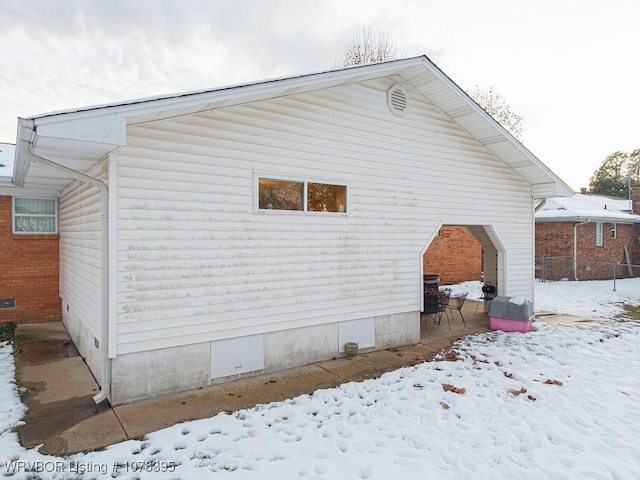 view of snowy exterior