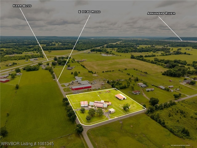 461510 E 1130th Rd, Sallisaw, OK 74955 - aerial view of sparsely populated area with property parcel outlined
