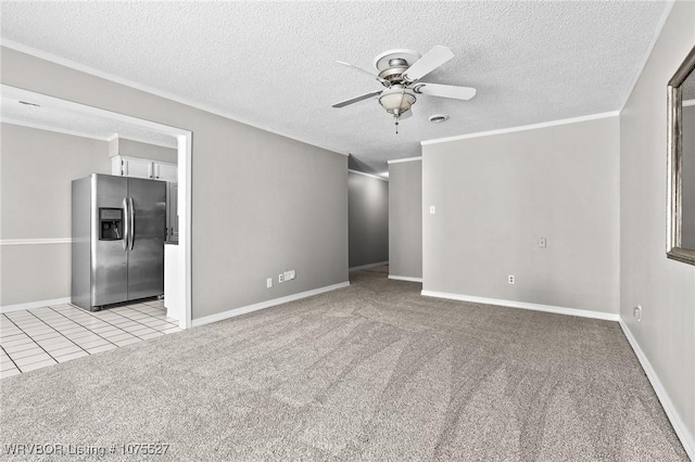 1414 12th Cir, Barling, AR 72923 - spare room featuring a ceiling fan, light carpet, a textured ceiling, and ornamental molding