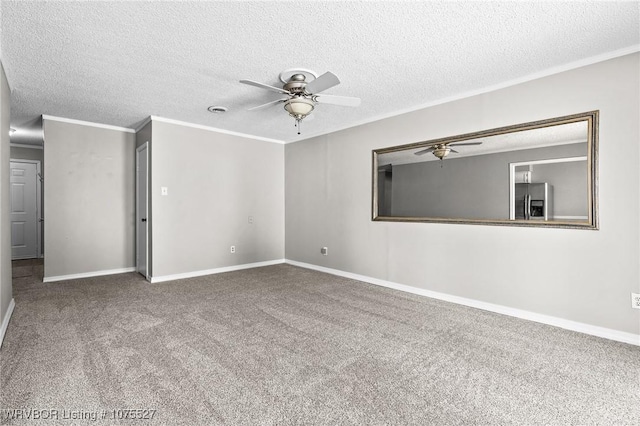 1414 12th Cir, Barling, AR 72923 - unfurnished room with ceiling fan, a textured ceiling, carpet floors, and ornamental molding