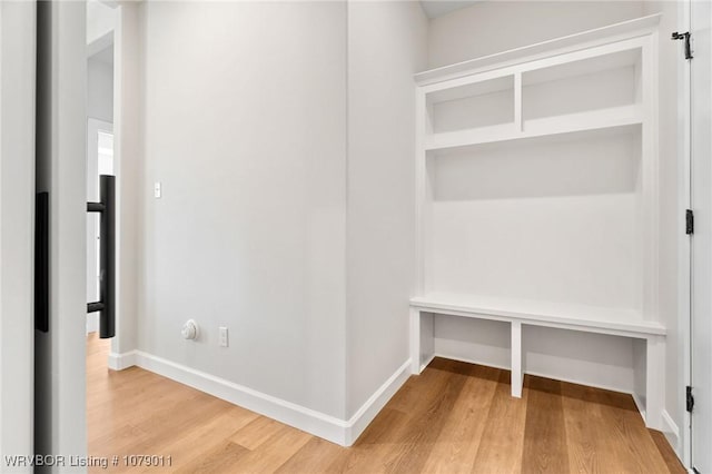 mudroom with hardwood / wood-style flooring