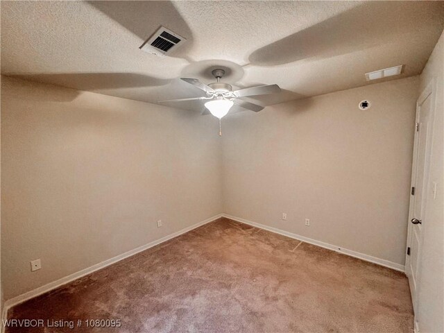 199 Pecan Ln, Greenwood, AR 72936 - unfurnished room with a textured ceiling, ceiling fan, carpet, and visible vents