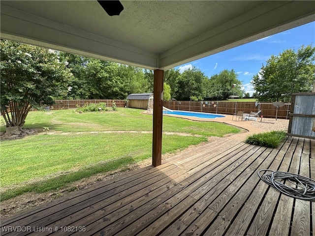 1721 Armistead Rd, Fort Smith, AR 72916 - wooden deck with a fenced backyard and a storage shed