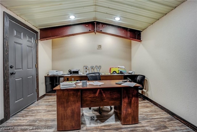 office featuring wood-type flooring