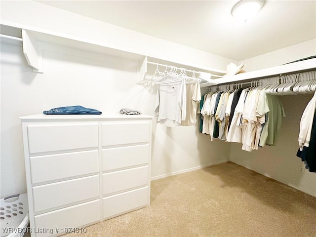 spacious closet with light colored carpet