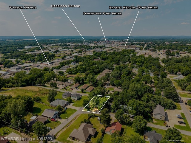 1501 S R St, Fort Smith, AR 72901 - aerial view of residential area with property parcel outlined