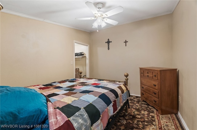 1501 S R St, Fort Smith, AR 72901 - bedroom with ornamental molding, a ceiling fan, carpet flooring, and baseboards