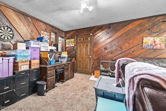 5914 Asa Craig Rd, Greenwood, AR 72936 - carpeted office featuring a textured ceiling and wood walls