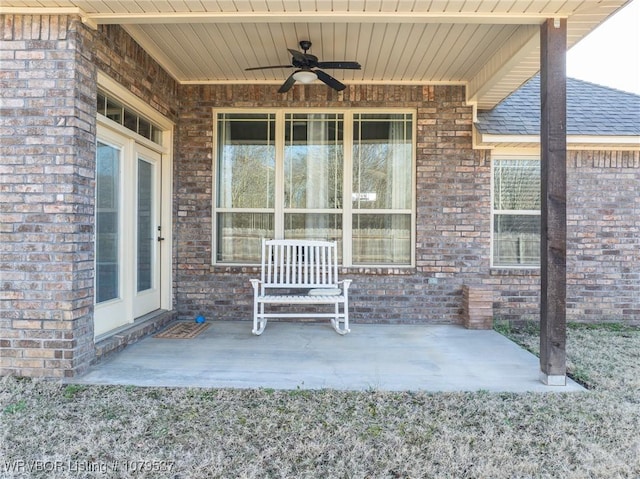 view of patio / terrace featuring a ceiling fan