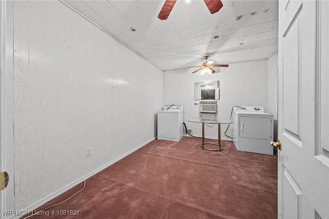 1318 Taos Dr, Van Buren, AR 72956 - laundry room featuring washer / dryer, ceiling fan, and carpet