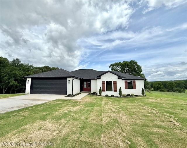 2948 N Hwy 282, Van Buren, AR 72956 - ranch-style home with concrete driveway, a garage, a front yard, and a shingled roof