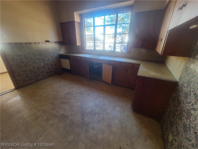 kitchen featuring built in desk