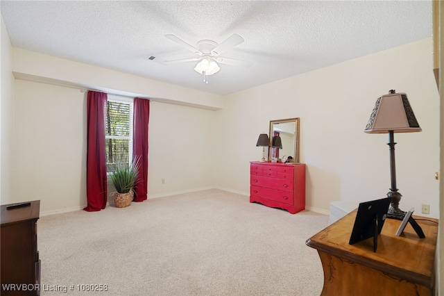 517 Ross Hampton Rd, Hackett, AR 72937 - interior space featuring a textured ceiling, ceiling fan, and carpet floors