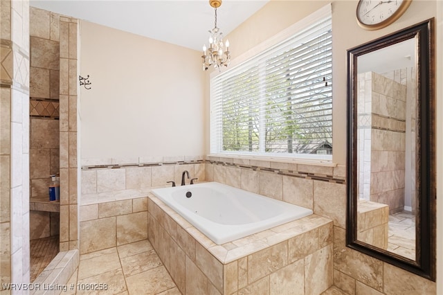 517 Ross Hampton Rd, Hackett, AR 72937 - full bath with a garden tub and a notable chandelier