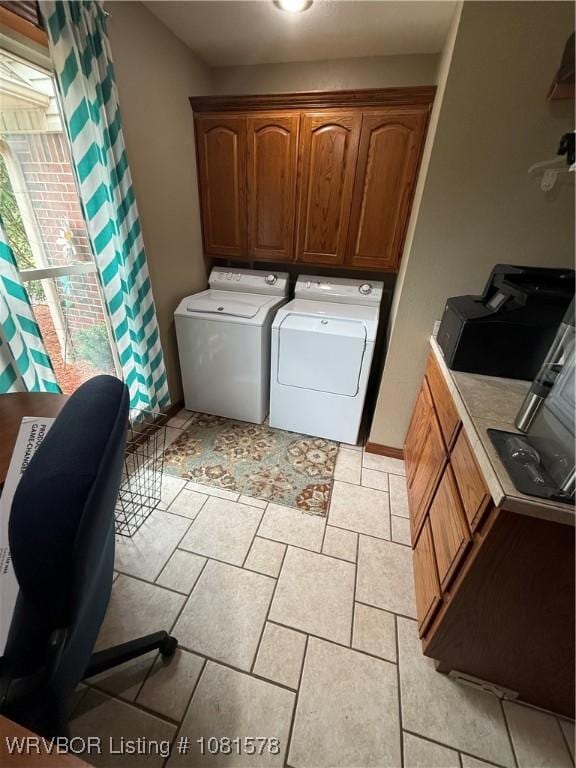 417 N Rattlesnake Rd, Charleston, AR 72933 - laundry room featuring independent washer and dryer and cabinet space