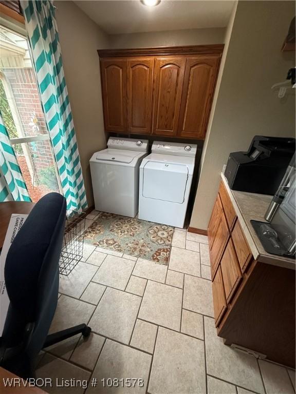 417 N Rattlesnake Rd, Charleston, AR 72933 - laundry room featuring independent washer and dryer and cabinet space