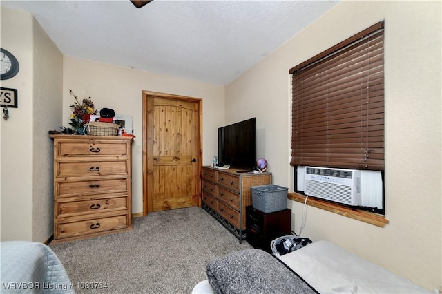 carpeted bedroom featuring cooling unit