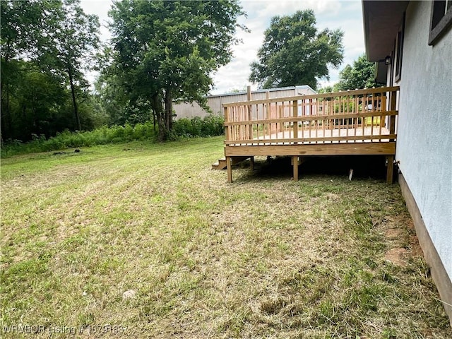 4923 Red Hill Rd, Alma, AR 72921 - view of green lawn with a deck