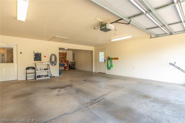 garage with a garage door opener