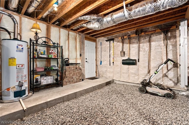 basement with water heater