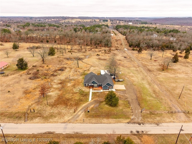 drone / aerial view with a rural view