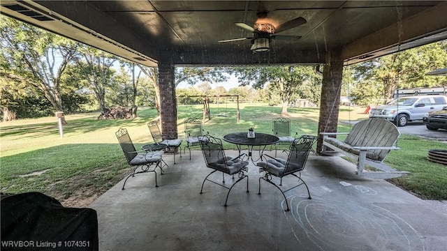 view of patio with ceiling fan