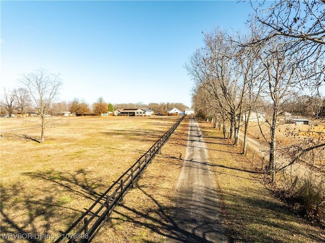 view of street featuring a rural view