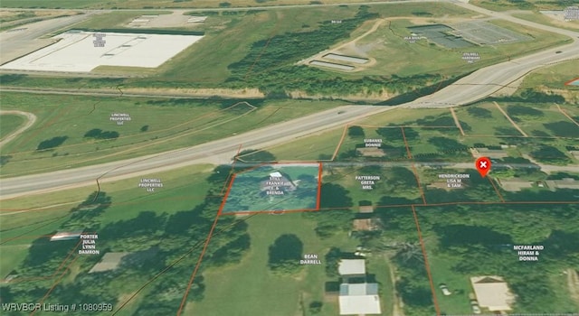 1126 S 2nd St, Stilwell, OK 74960 - aerial view of property's location with property parcel outlined