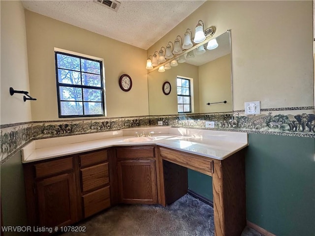 306 Ellis Loop, Pocola, OK 74902 - bathroom with vanity and a textured ceiling