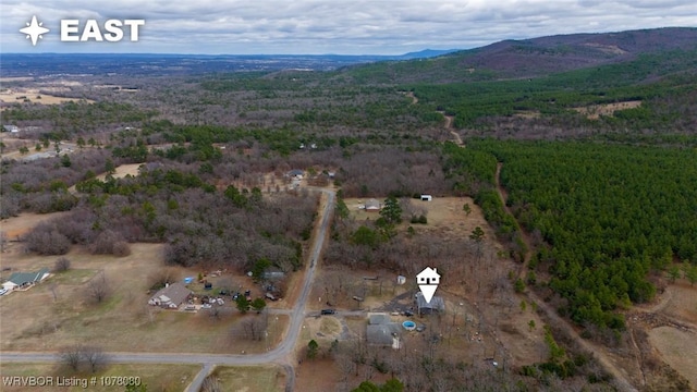 bird's eye view with a mountain view