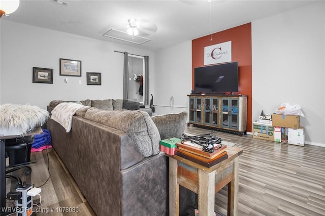 living room with wood-type flooring