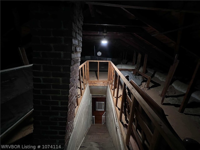 view of unfinished attic