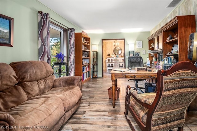 office area featuring hardwood / wood-style floors