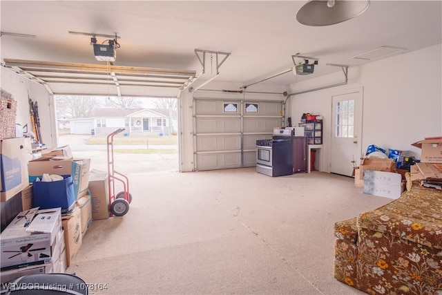 garage with a garage door opener