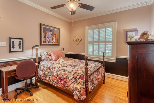 1232 Elizabeth Ln, Fort Smith, AR 72903 - bedroom featuring wood finished floors, crown molding, and ceiling fan