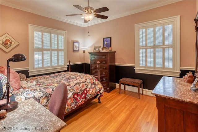 1232 Elizabeth Ln, Fort Smith, AR 72903 - bedroom featuring wood finished floors, ornamental molding, and ceiling fan