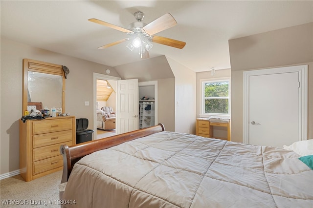 7441 Valley Creek Rd, Cecil, AR 72930 - bedroom with ceiling fan, baseboards, and light colored carpet
