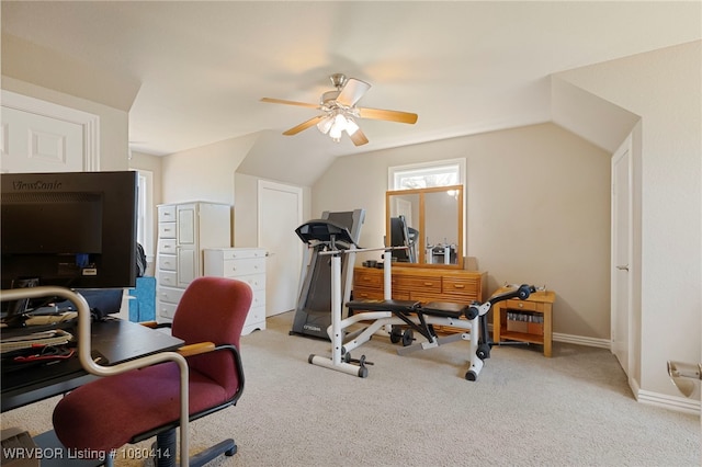 7441 Valley Creek Rd, Cecil, AR 72930 - office featuring lofted ceiling, carpet floors, and ceiling fan