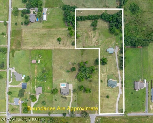 3414 Bugscuffle Rd, Lavaca, AR 72941 - aerial view of sparsely populated area with property parcel outlined