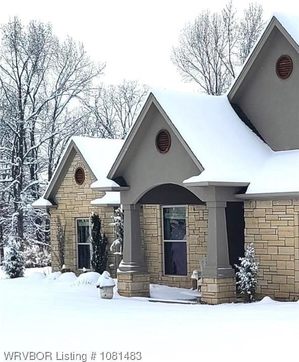 3414 Bugscuffle Rd, Lavaca, AR 72941 - view of front of property with stone siding and stucco siding