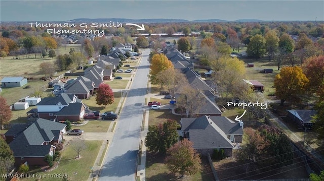 drone / aerial view featuring a residential view