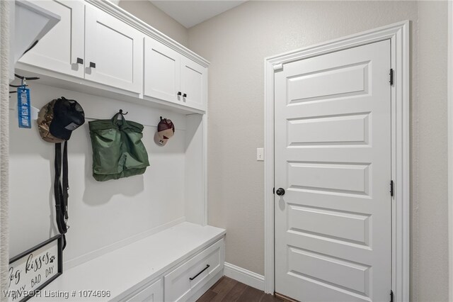 mudroom with dark hardwood / wood-style flooring